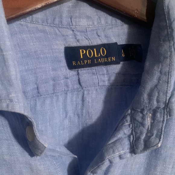 Linen polo shirt sleeve button up - Picture 5 of 5